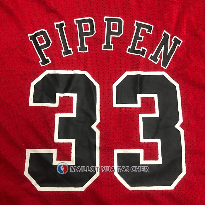 Maillot Manche Courte Chicago Bulls Scottie Pippen NO 33 Rouge